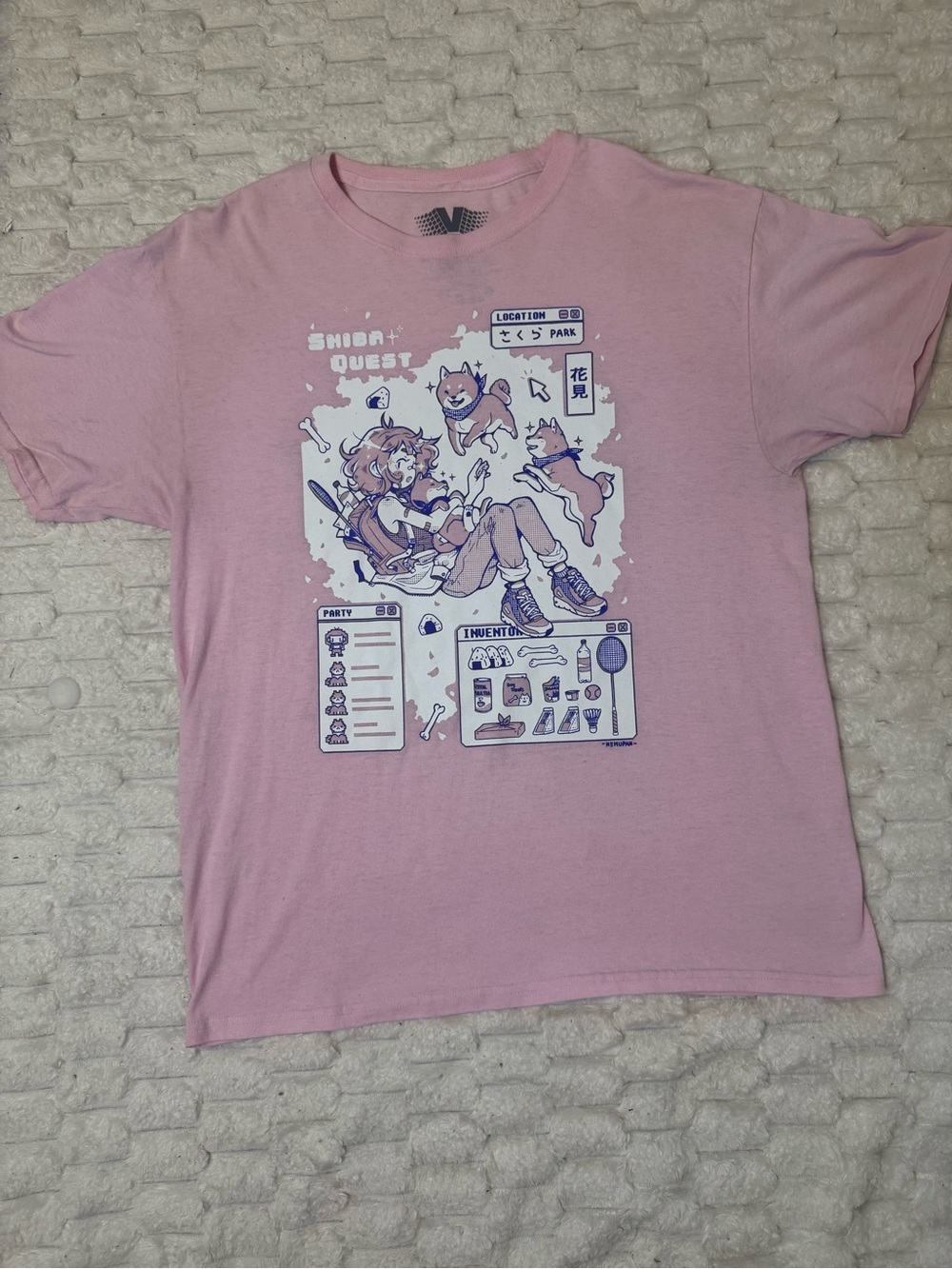 Vapor95 Shiba Quest Graphic Tee Shirt Size Large Streetwear Anime Gamer Tee